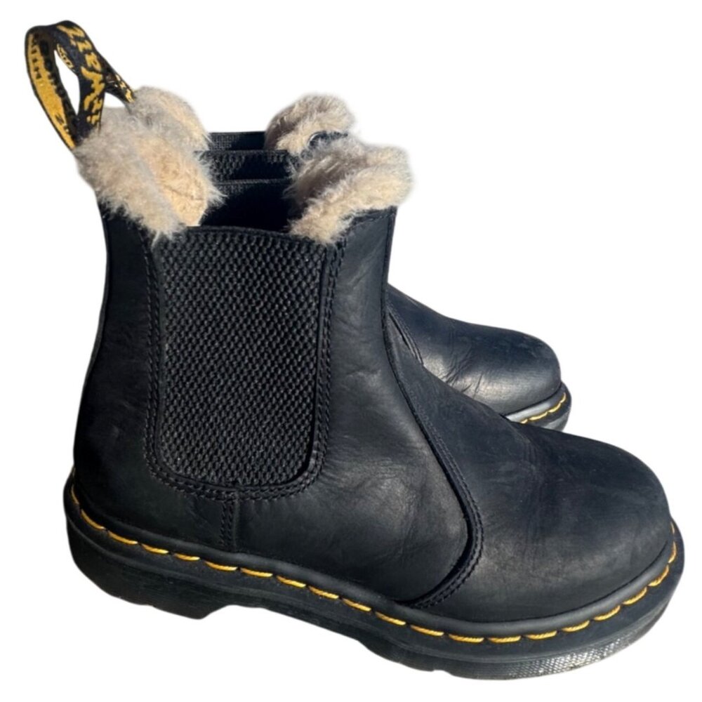 Dr Martens Leonore 2976 Women’s Size 6 Black Faux Fur Lined Chelsea Boots